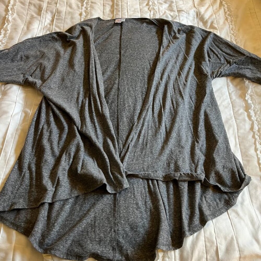 Lularoe Womans Medium Heather Gray Knit Cardigan EUC